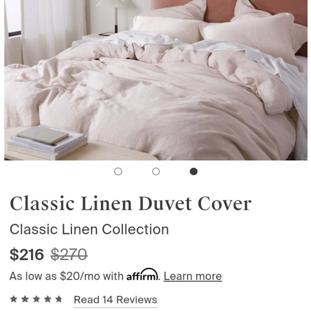 Parachute Classic Linen King Size Duvet Cover and Pillow Cases in Blush